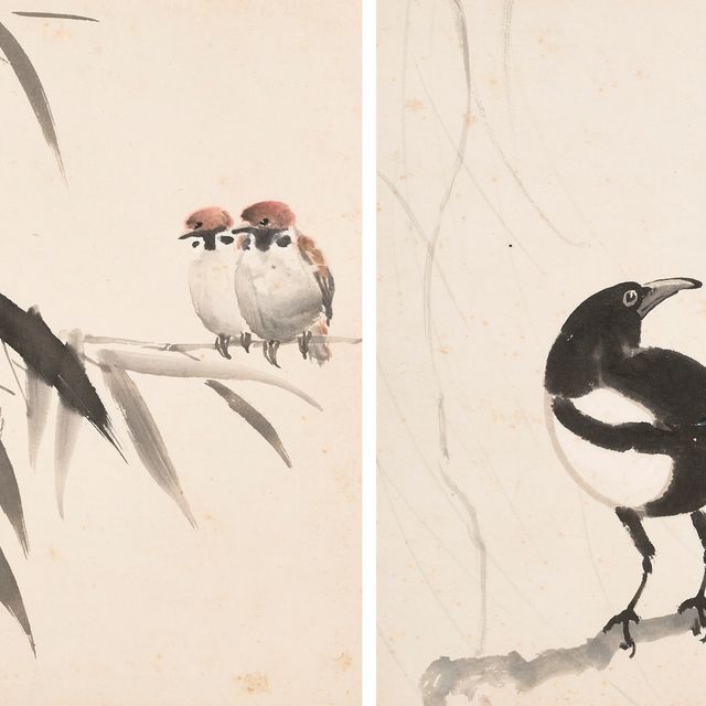 Xu Beihong — Сорока / воробьи