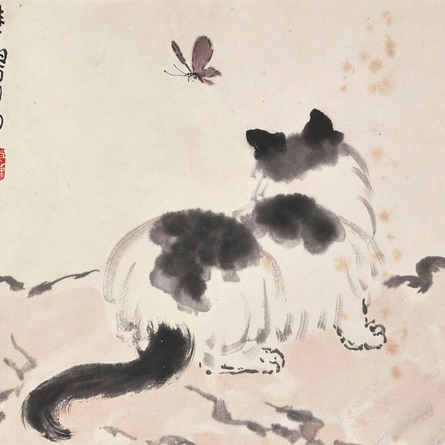 Xu Beihong — Котенок с бабочкой