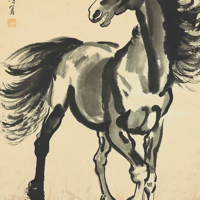 Xu Beihong — УХМЫЛЯЮЩАЯСЯ ЛОШАДЬ