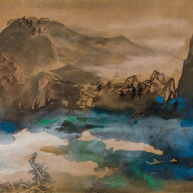 Zhang Daqian — Пейзаж на закате