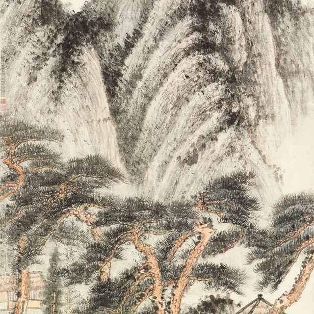Zhang Daqian — Пейзаж в стиле Ван Мэна