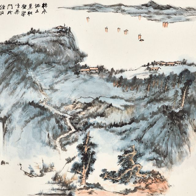 Zhang Daqian — Сосновые скалы и туманные волны