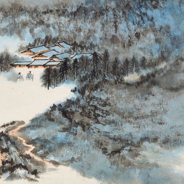 Zhang Daqian — Пейзаж, вдохновленный стихотворением Цюй Даджуна