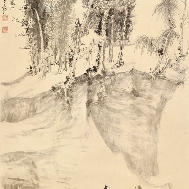 Zhang Daqian — Сборы в зимнем лесу