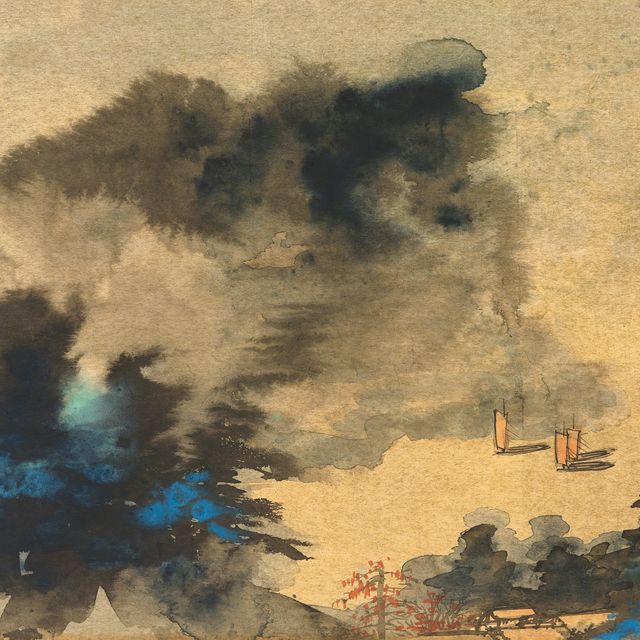 Zhang Daqian — Плавание под парусом осенним днем