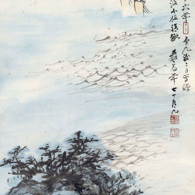 Zhang Daqian — Две яхты на некотором расстоянии друг от друга