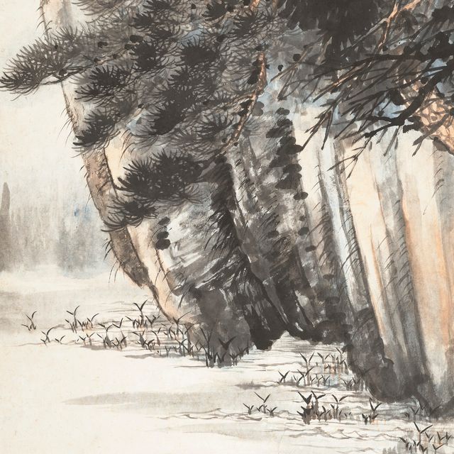 Zhang Daqian — Катание на лодке под обрывом в стиле Шитао