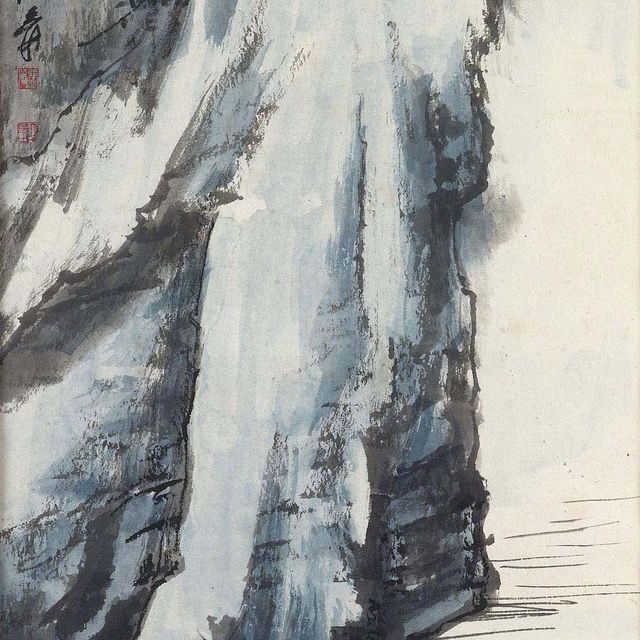 Zhang Daqian — Рыбацкая лодка под обрывом