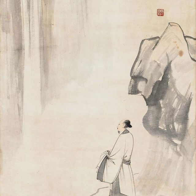 Zhang Daqian — Свиток, установленный и обрамленный