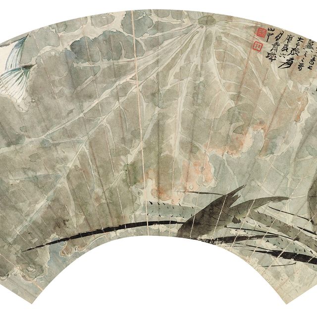 Zhang Daqian — Лотос/ каллиграфия