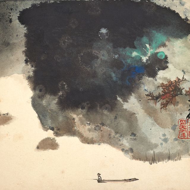 Zhang Daqian — Рыбалка осенним днем