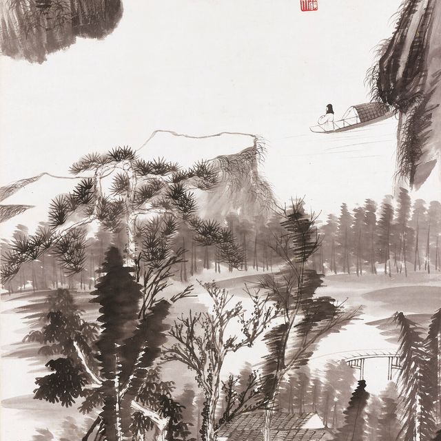 Zhang Daqian — Пейзаж после Шитао