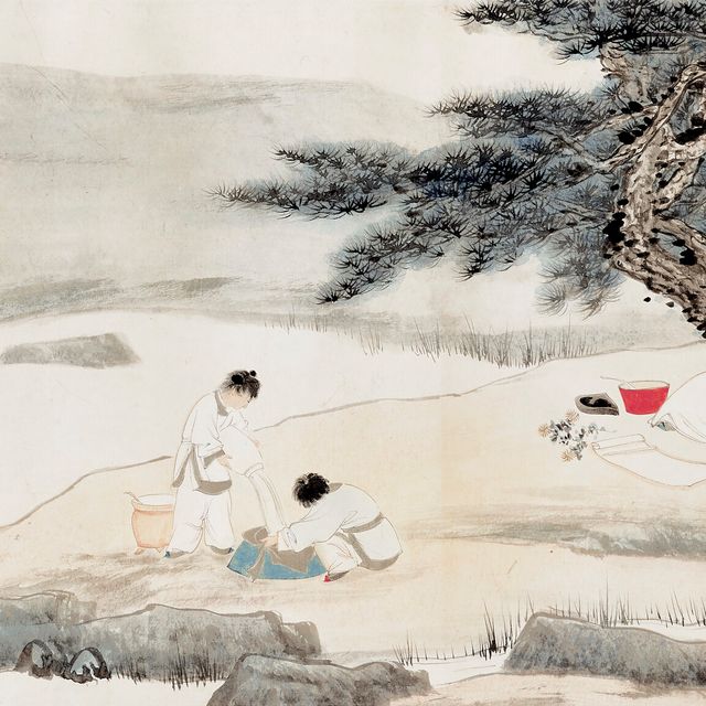 Zhang Daqian — Тао Юаньмин Собирает хризантему