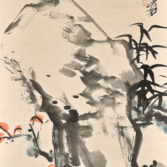 Zhang Daqian — Птица, сидящая на ветке