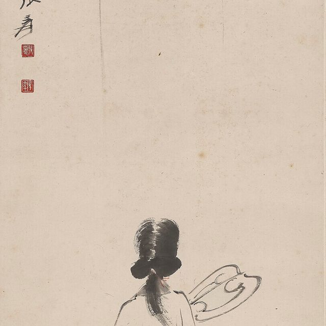 Zhang Daqian — Дама с веером в руках