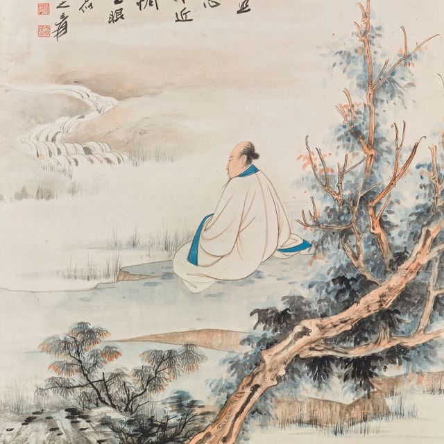 Zhang Daqian — Ученый сидит на берегу реки