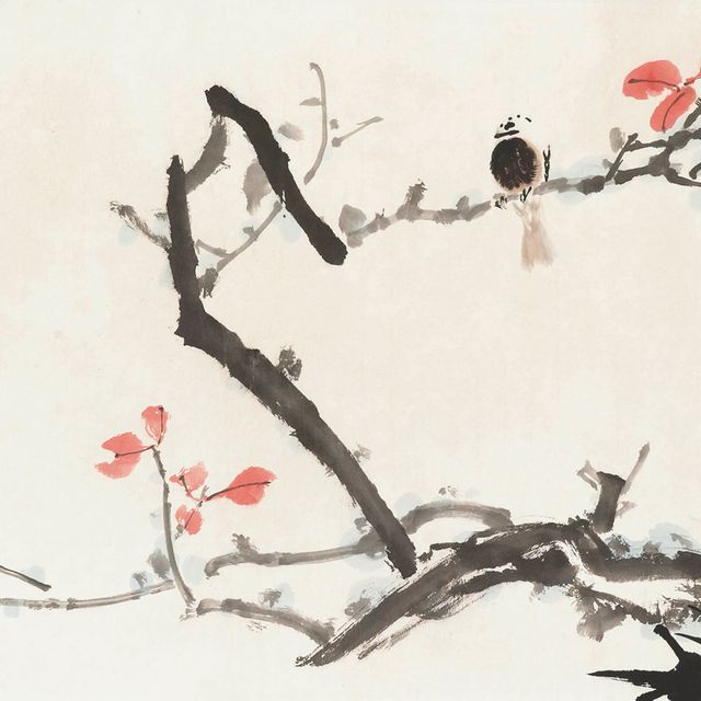 Zhang Daqian — Птица на осенней ветке