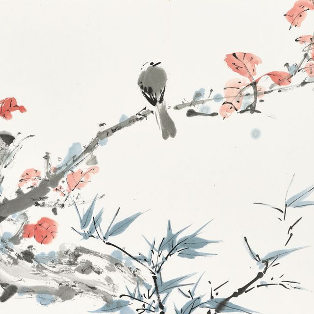 Zhang Daqian — Птица на ветке