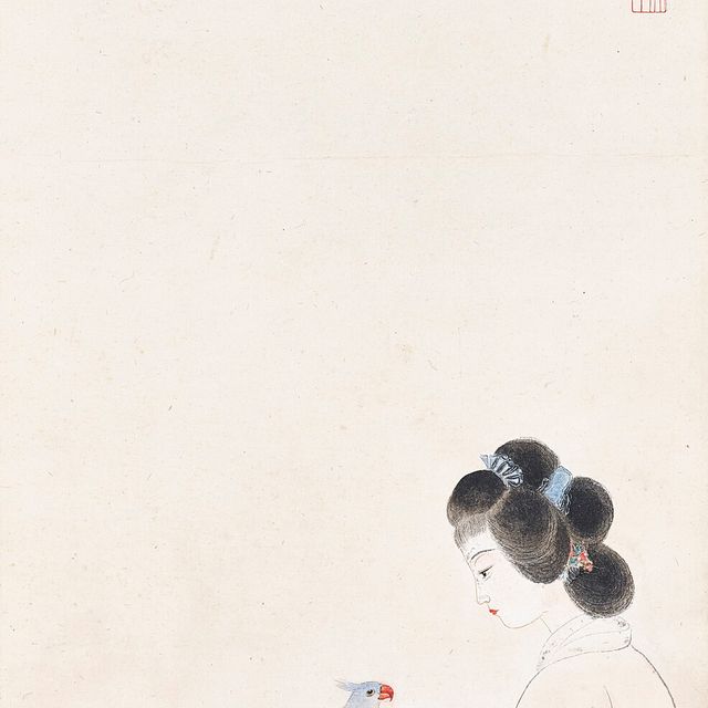 Zhang Daqian — Дама и попугай