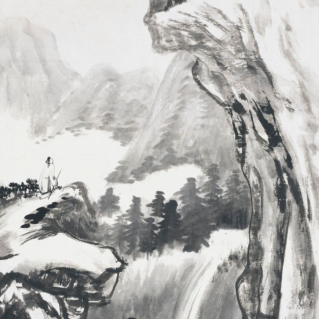 Zhang Daqian — Ученый любуется водопадом