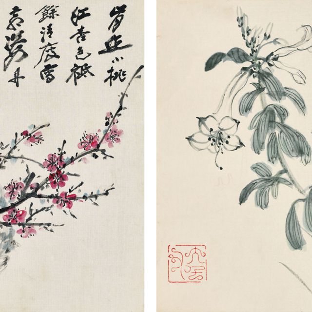 Zhang Daqian — Цветок сливы/Лилия-подорожник