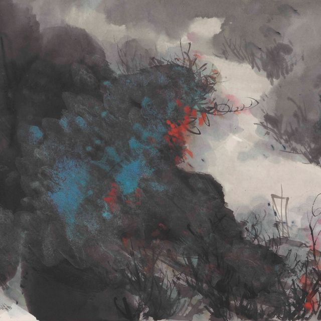 Zhang Daqian — Лодка в пейзаже, забрызганном чернилами