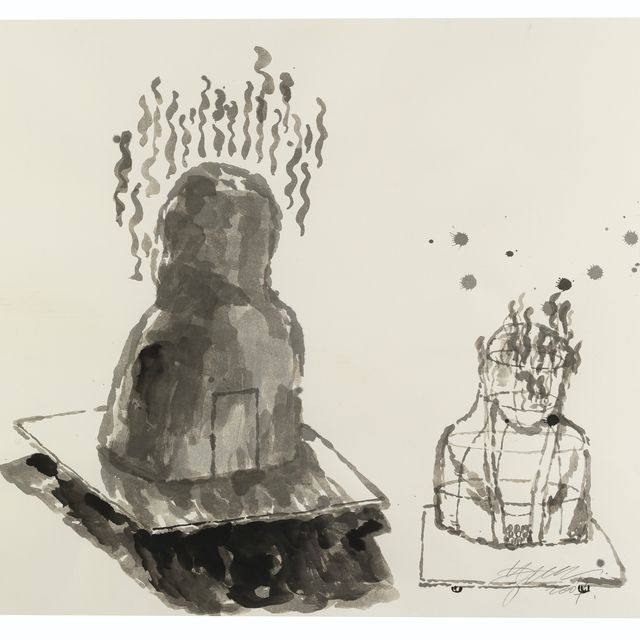 Zhang Huan — Курящий Будда (подготовительный рисунок) 5