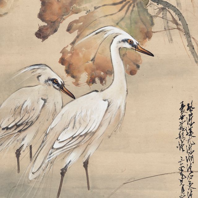 Zhao Shao'ang — Две белые цапли в пруду с лотосами