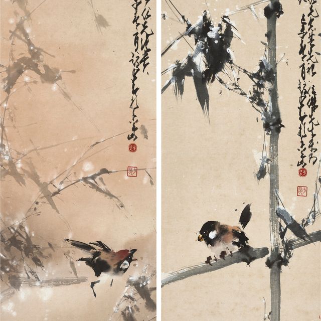 Zhao Shao'ang — Воробьи в снегу