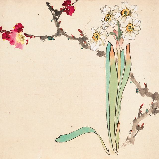 Zhao Shao'ang — Цветок персика и нарцисс
