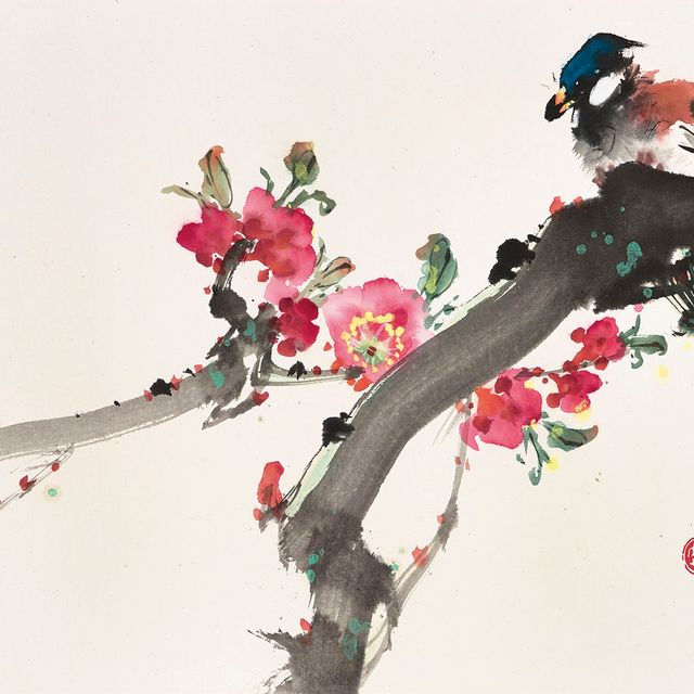 Zhao Shao'ang — Птица и персики/Птица и цветы