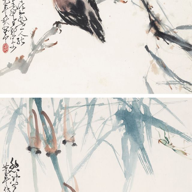 Zhao Shao'ang — Бамбук и богомол / Свиристелка