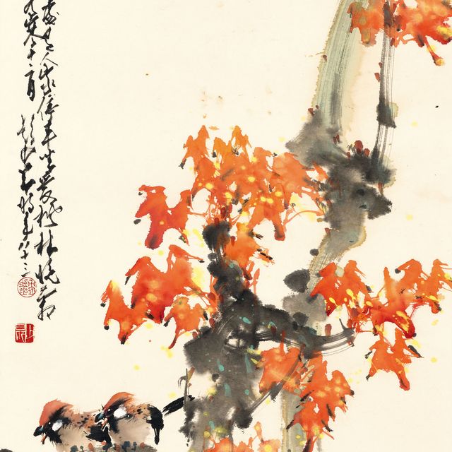 Zhao Shao'ang — Кленовые листья и птицы