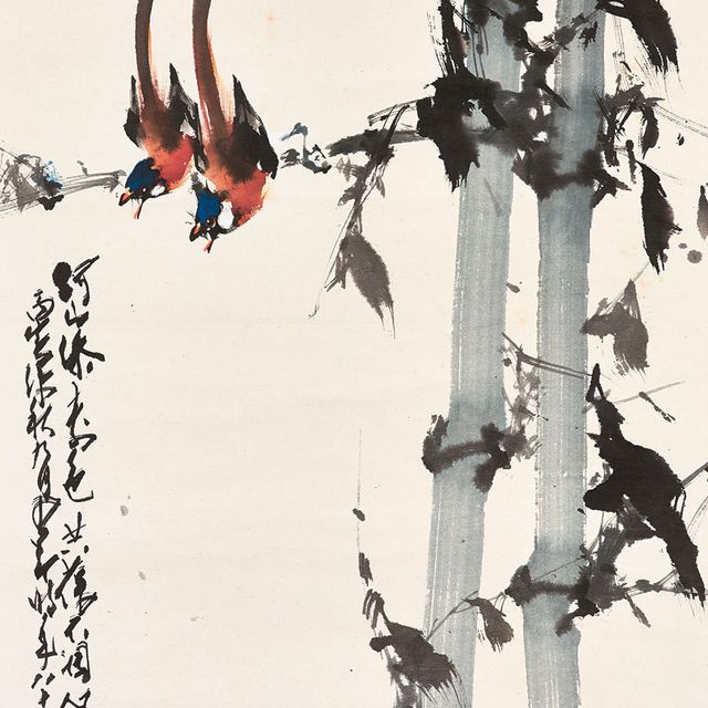Zhao Shao'ang — Перекликающиеся птицы на бамбуке