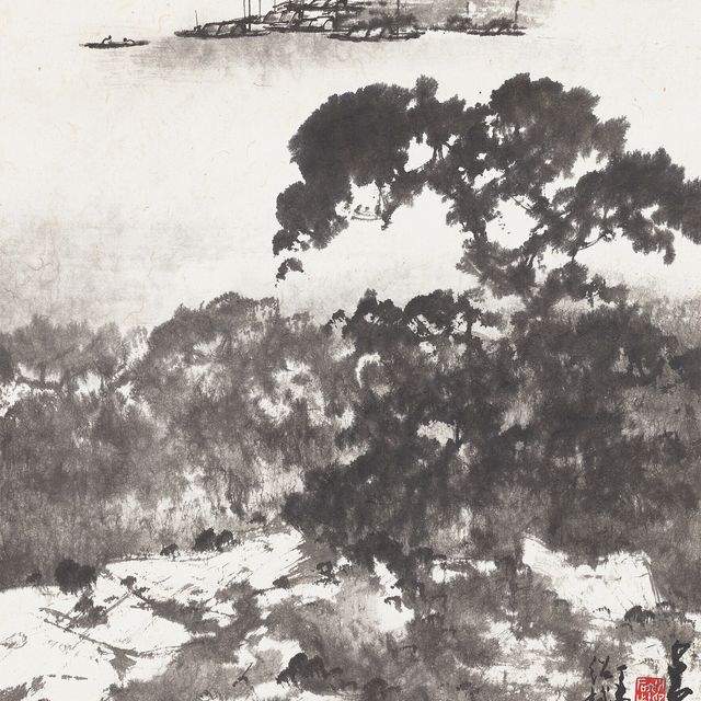 Zhao Shao'ang — Лодки на берегу реки