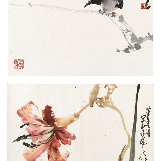 Zhao Shao'ang — Птица на ветке/Лилия